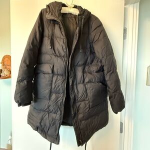 Donna Karan Black Hooded Puffer Coat